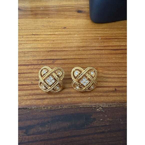 AVON Vintage Tic Tac Toe Pierced Earrings Rhinestone Pierced Studs - Picture 1 of 9